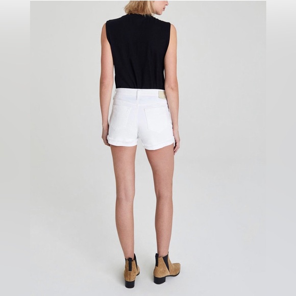 NWT AG Hailey Ex Boyfriend Roll-up Cuffed White Denim Shorts Size 32 - Picture 5 of 15